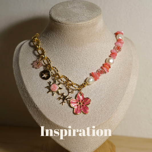 Chaîne perlé coquillage teinté