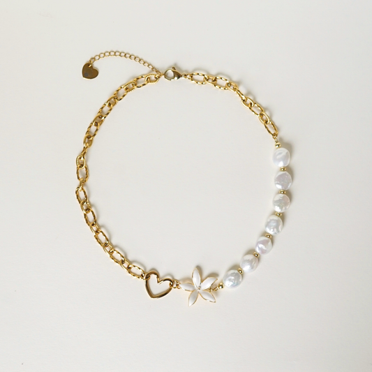 Collier Clara asymétrique blanc fait main perles d'eau douce baroque blanches les Pepettes Bijoux 2