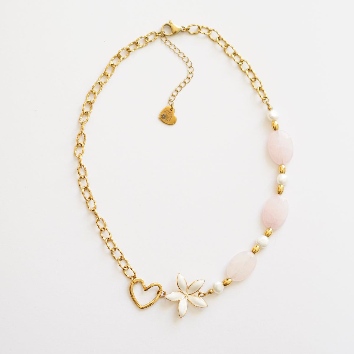 Collier Clara rose ovale