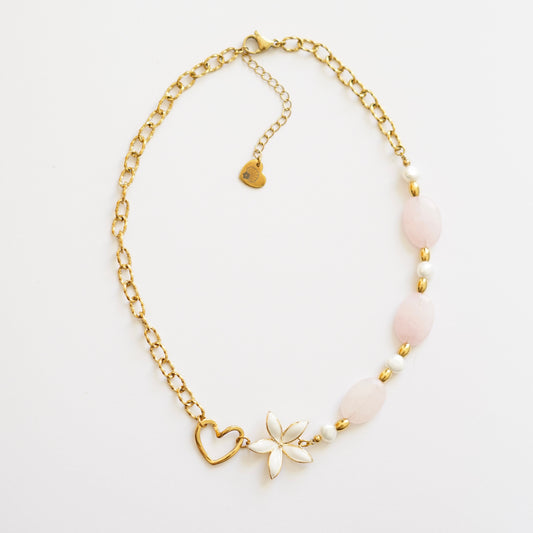 Collier Clara rose ovale
