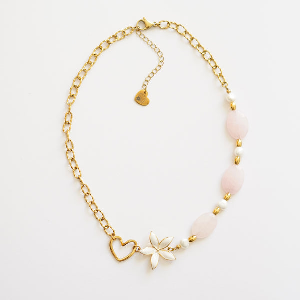 Collier Clara rose ovale