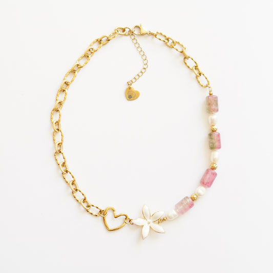 Collier Clara rose et vert