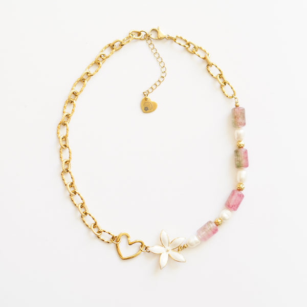 Collier Clara rose et vert