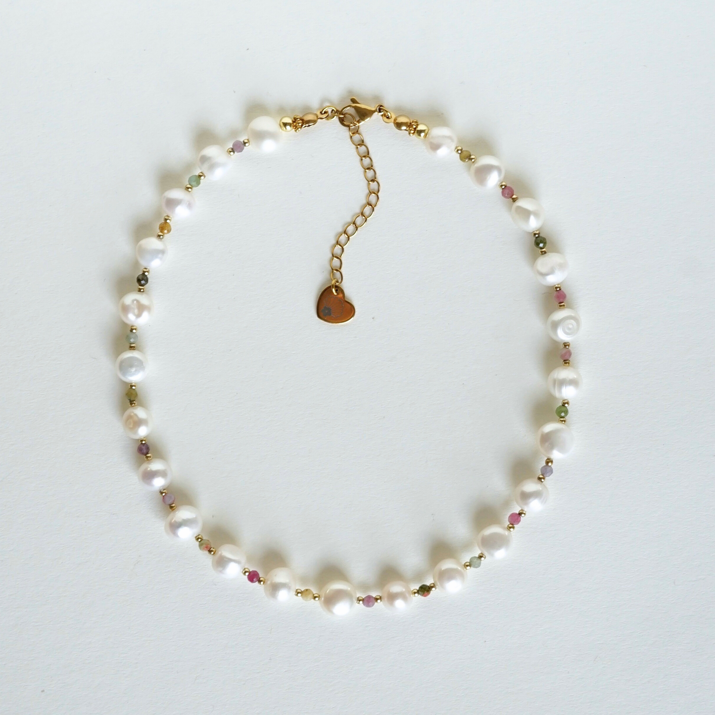 Collier Perlea multicolore fait main perles d'eau douce ronde et pierres naturelles Les Pepettes Bijoux 