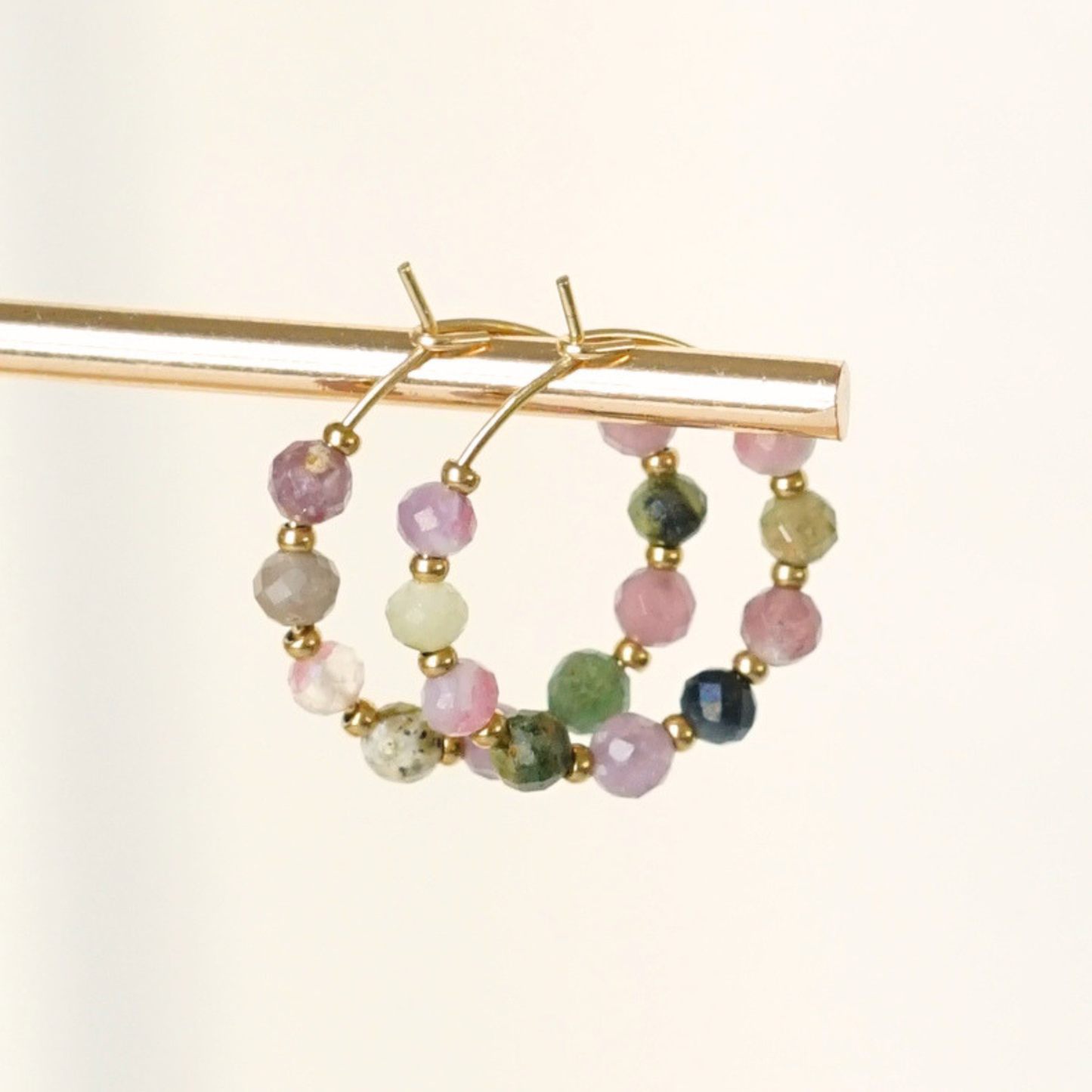 Créoles Cléo Rose & Vert – Collection Dolce Vita