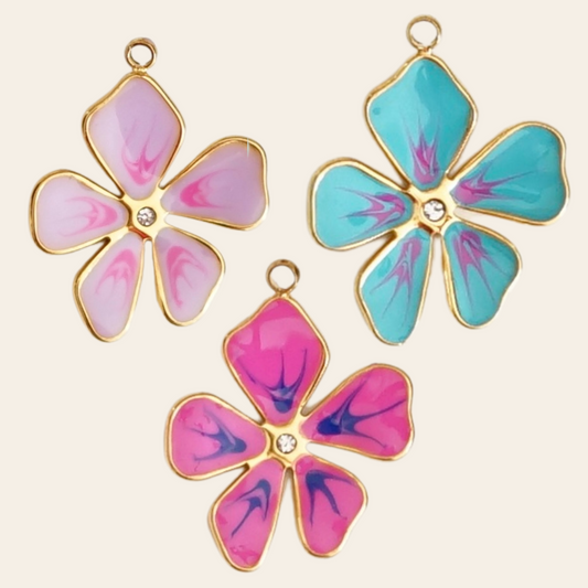Fleur strass couleur