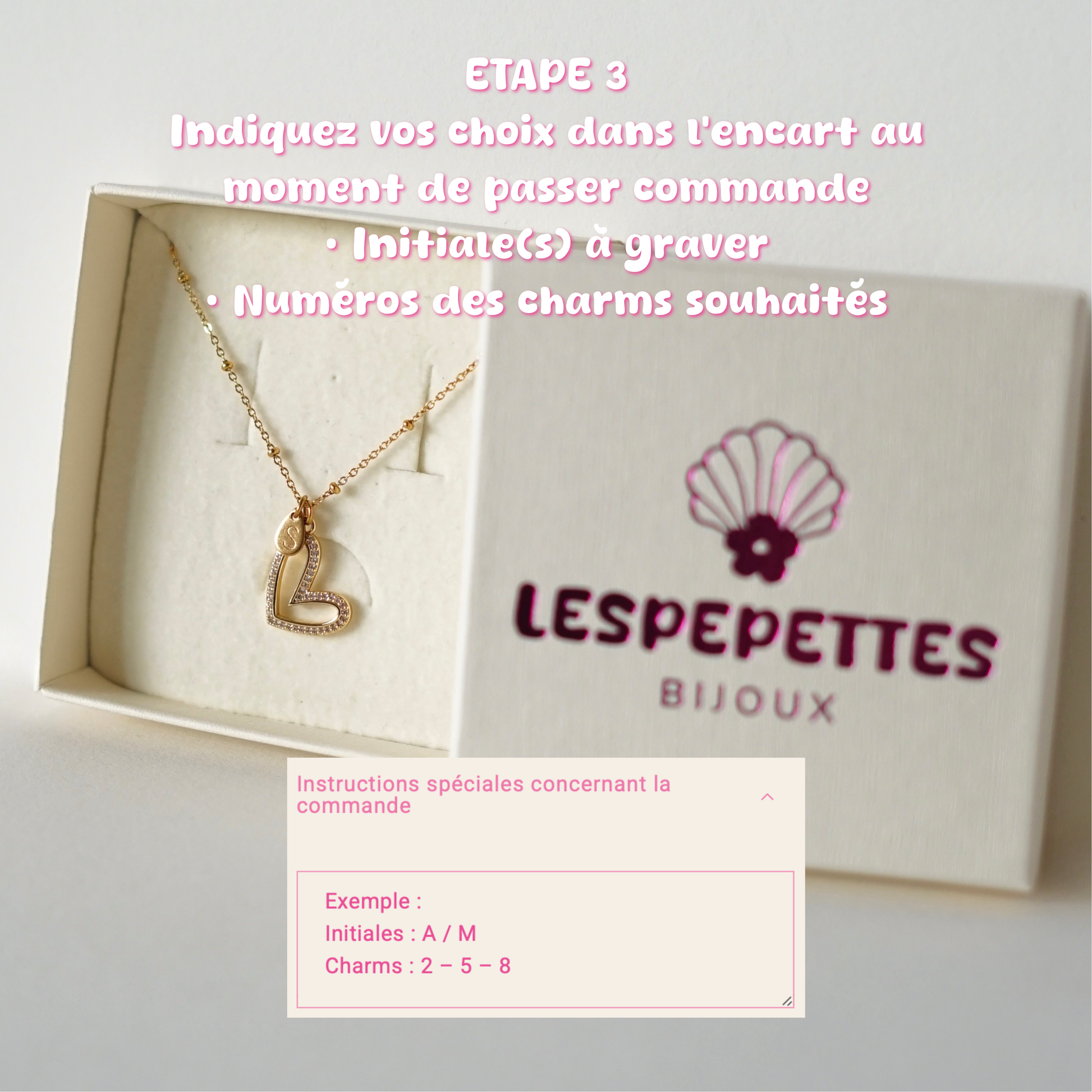 étape 3 de la création du collier personnalisable amour de la st Valentin